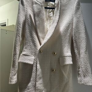 Zara Women's Cream Textured Coat